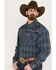 Image #2 - Cowboy Hardware Men's Arroyo Plaid Print Long Sleeve Western Snap Shirt, Blue, hi-res