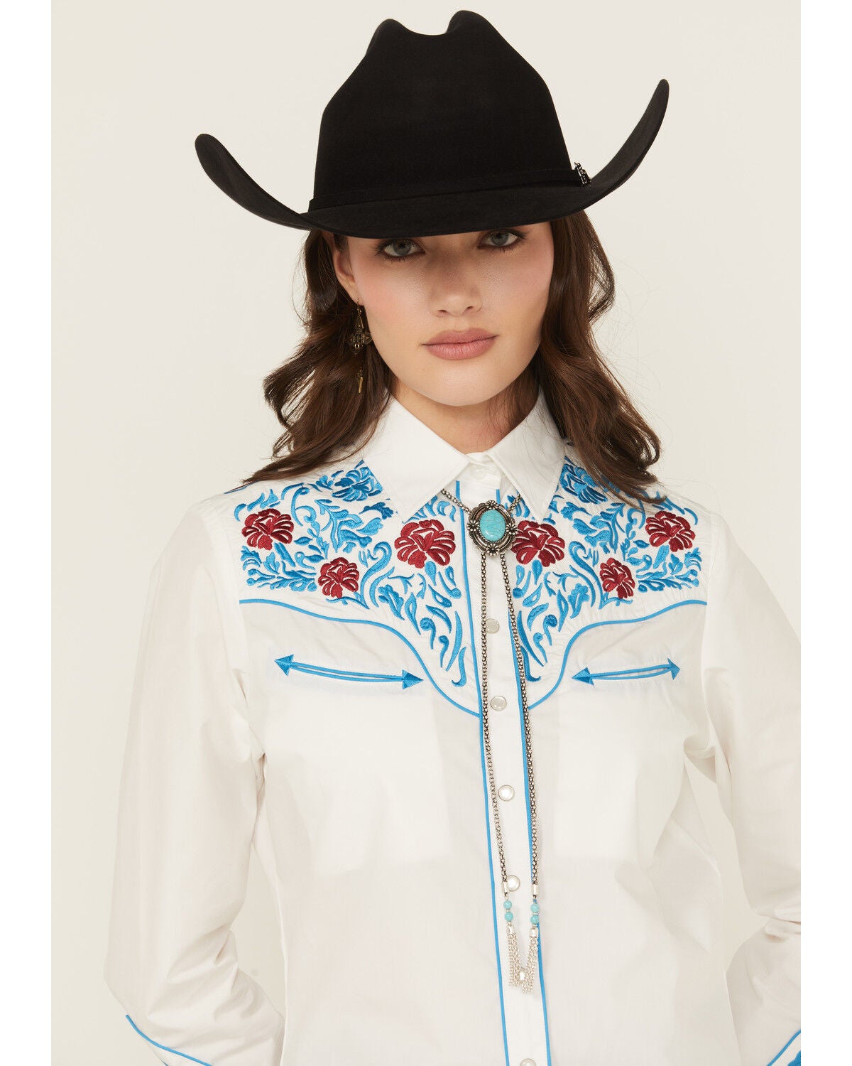 Image #1 - Shyanne Women's Floral Concho Bolo Necklace, Silver, hi-res