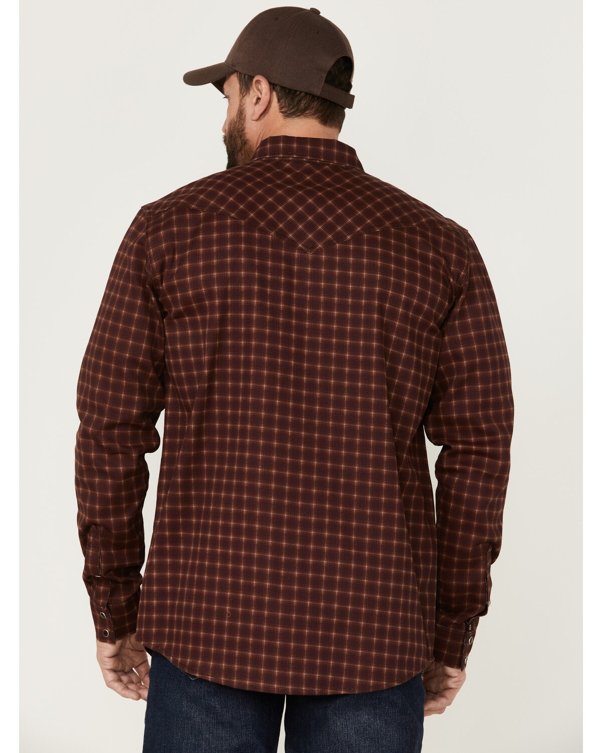 Image #4 - Cody James Men's FR Tartan Plaid Print Long Sleeve Snap Work Shirt, Brown, hi-res