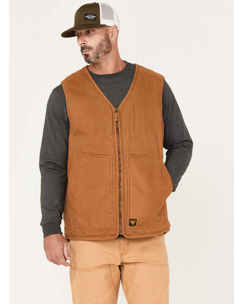 Hawx Men's Weathered Canvas Sherpa Lined Vest - Tall, Rust Copper, hi-res