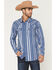 Image #1 - Moonshine Spirit&reg; Men's Bloom Striped Long Sleeve Snap Western Shirt, Blue, hi-res