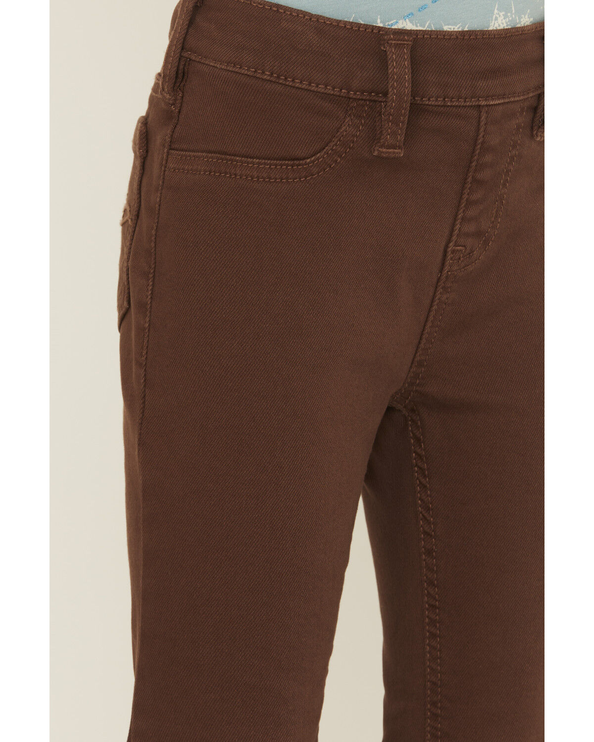 Image #2 - Shyanne Little Girls' Pull-On Flare Stretch Denim Jeans, Brown, hi-res