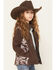 Image #2 - Cowgirl Hardware Girls' Cowhide Print Softshell Jacket, Brown, hi-res