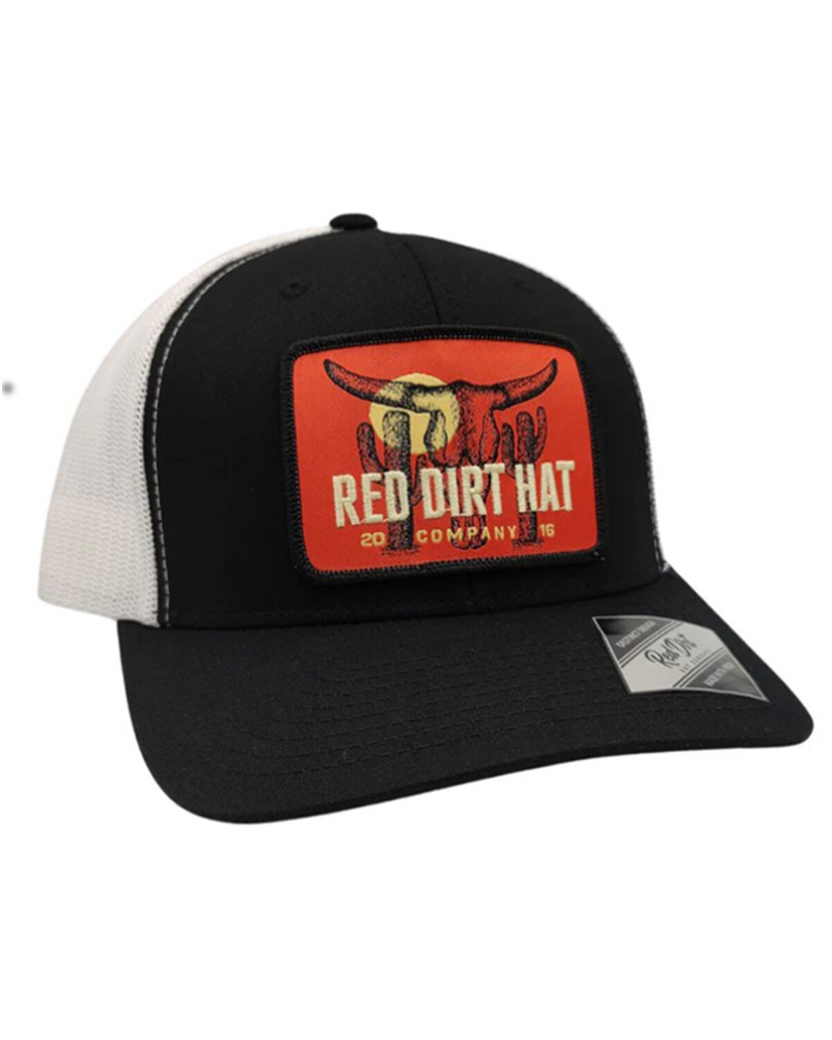 Image #1 - Red Dirt Hat Men's Boone Logo Patch Ball Cap, Black/white, hi-res