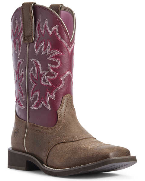 Ariat Women's Delilah Western Boots - Broad Square Toe, Brown, hi-res