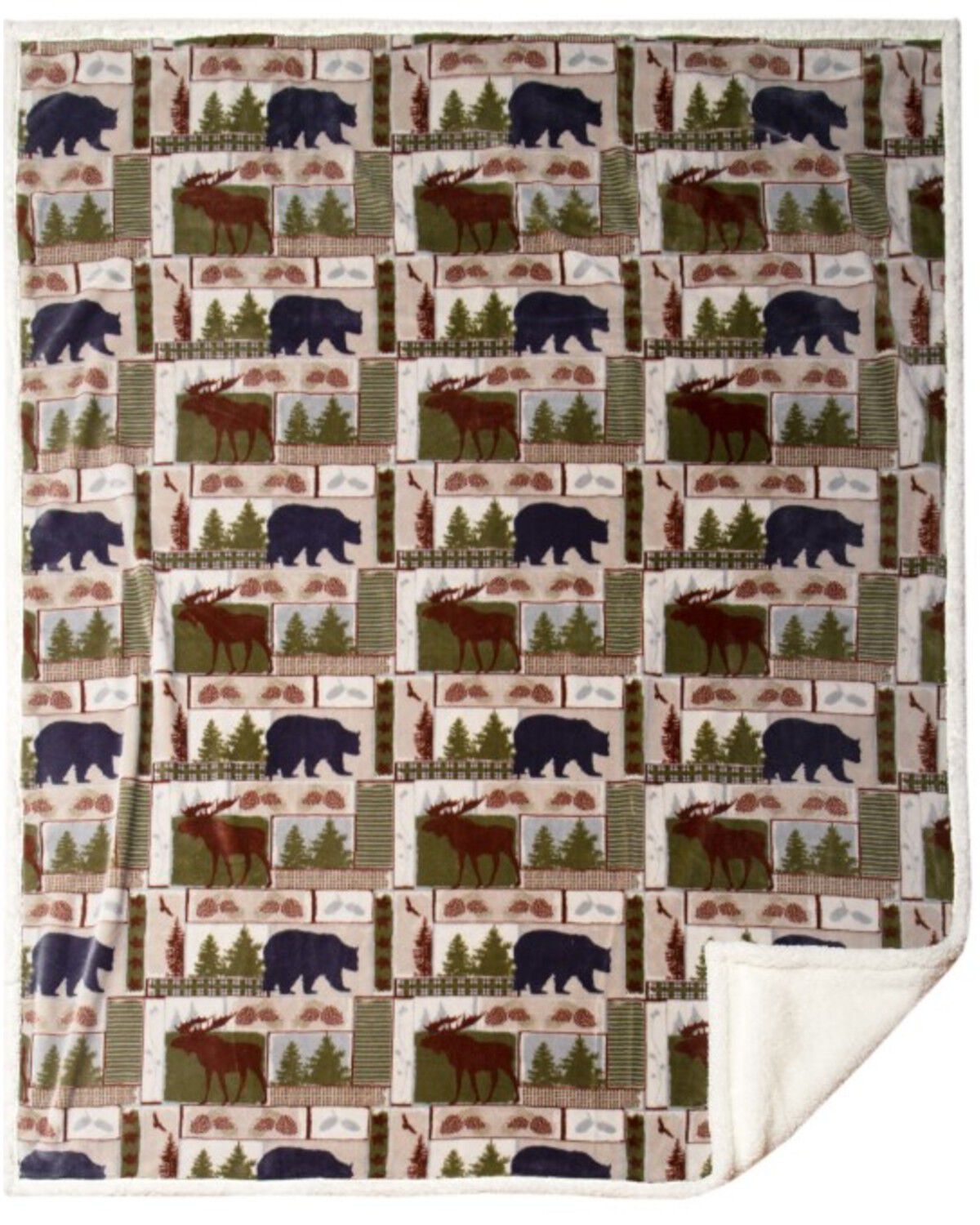 Image #1 - Carstens Home Vintage Lodge Plush Throw, White, hi-res