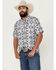 Image #1 - Panhandle Men's Southwestern Print Short Sleeve Performance Polo Shirt, Charcoal, hi-res