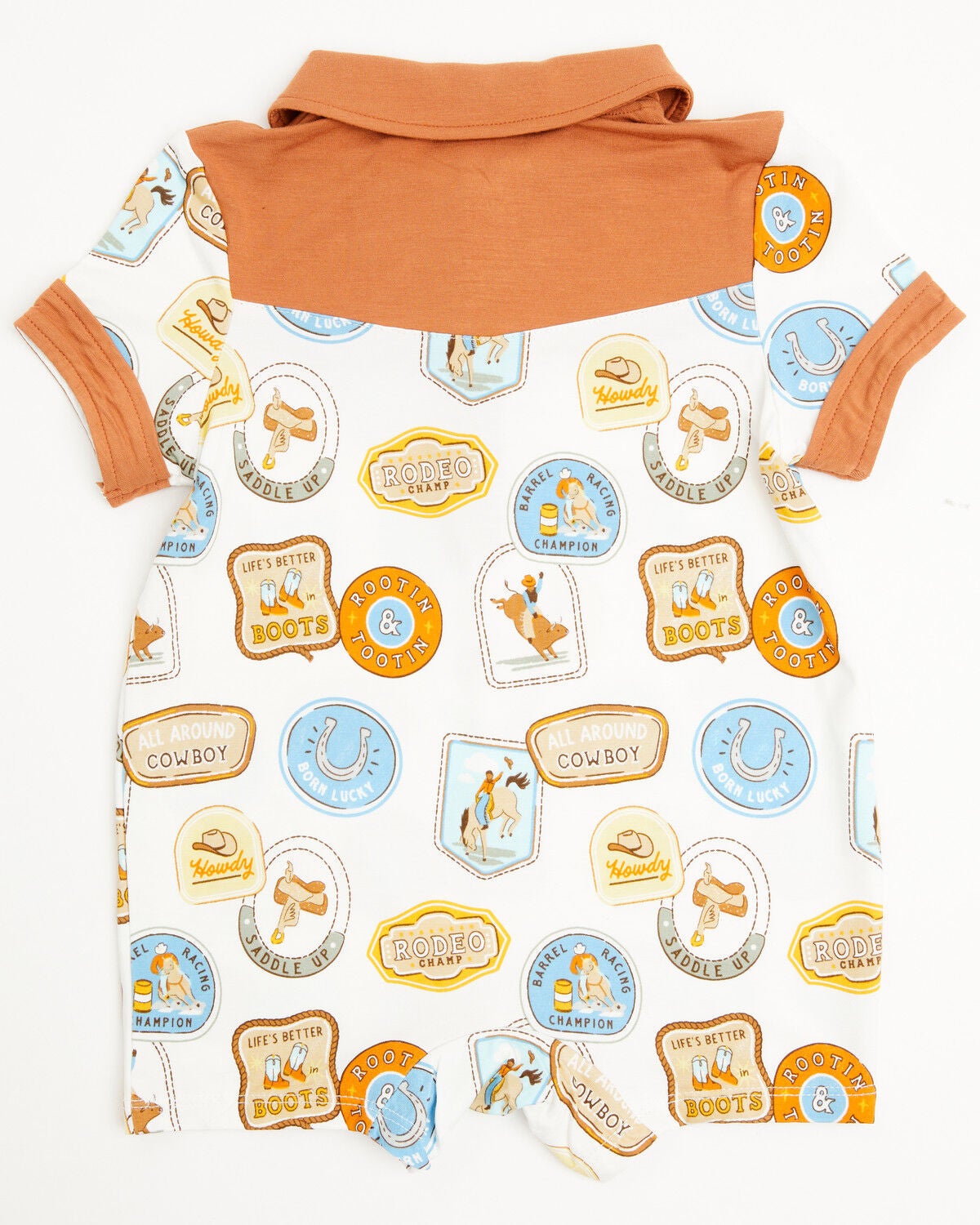 Image #3 - Angel Dear Infant Boys' Rodeo Patches Short Sleeve Snap Onesie, White, hi-res