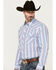Image #2 - Wrangler 20X Men's Striped Print Long Sleeve Snap Stretch Western Shirt, Blue, hi-res
