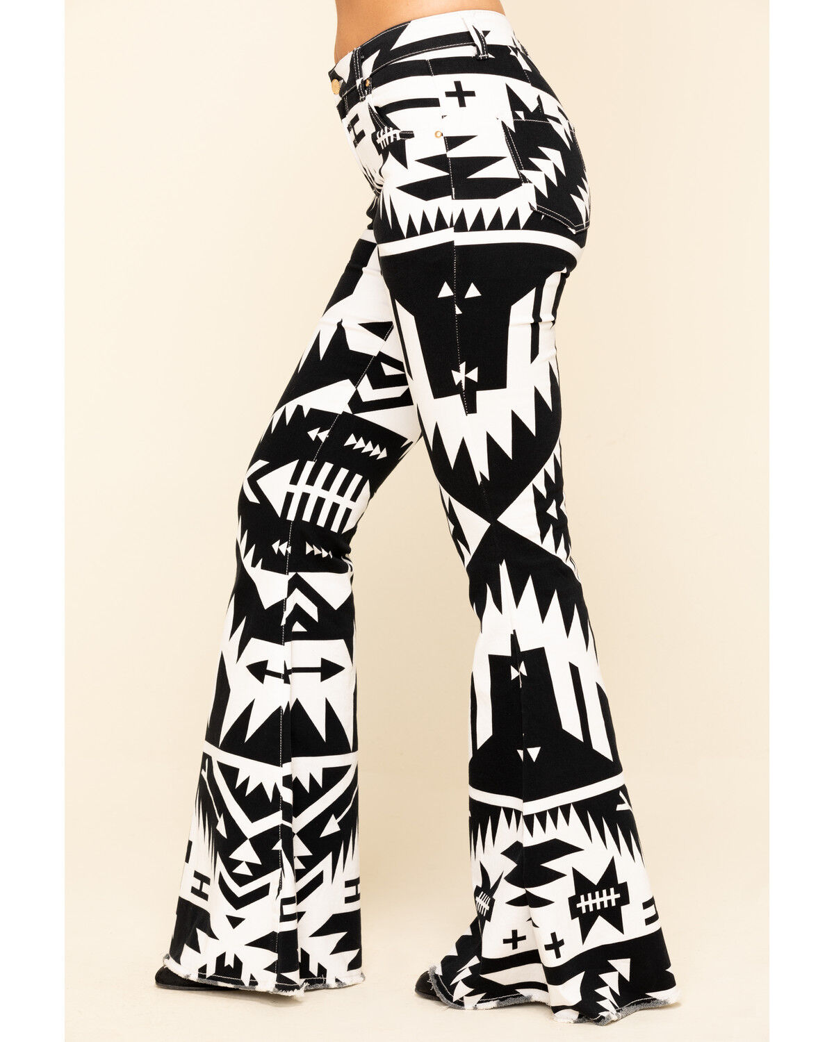 black and white flare jeans