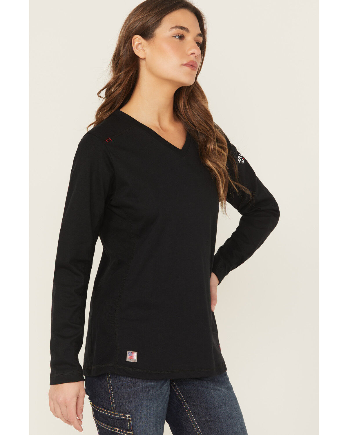 Image #3 - Ariat Women's FR AC Long Sleeve Work Top, Black, hi-res
