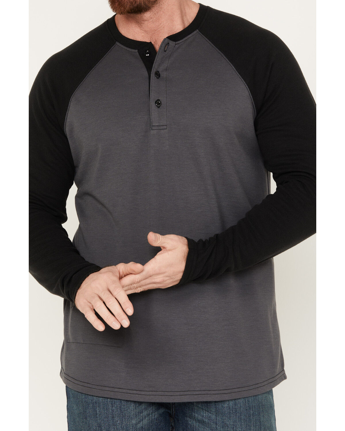 Image #3 - Cody James Men's FR Raglan Long Sleeve Henley Work Shirt, Black, hi-res