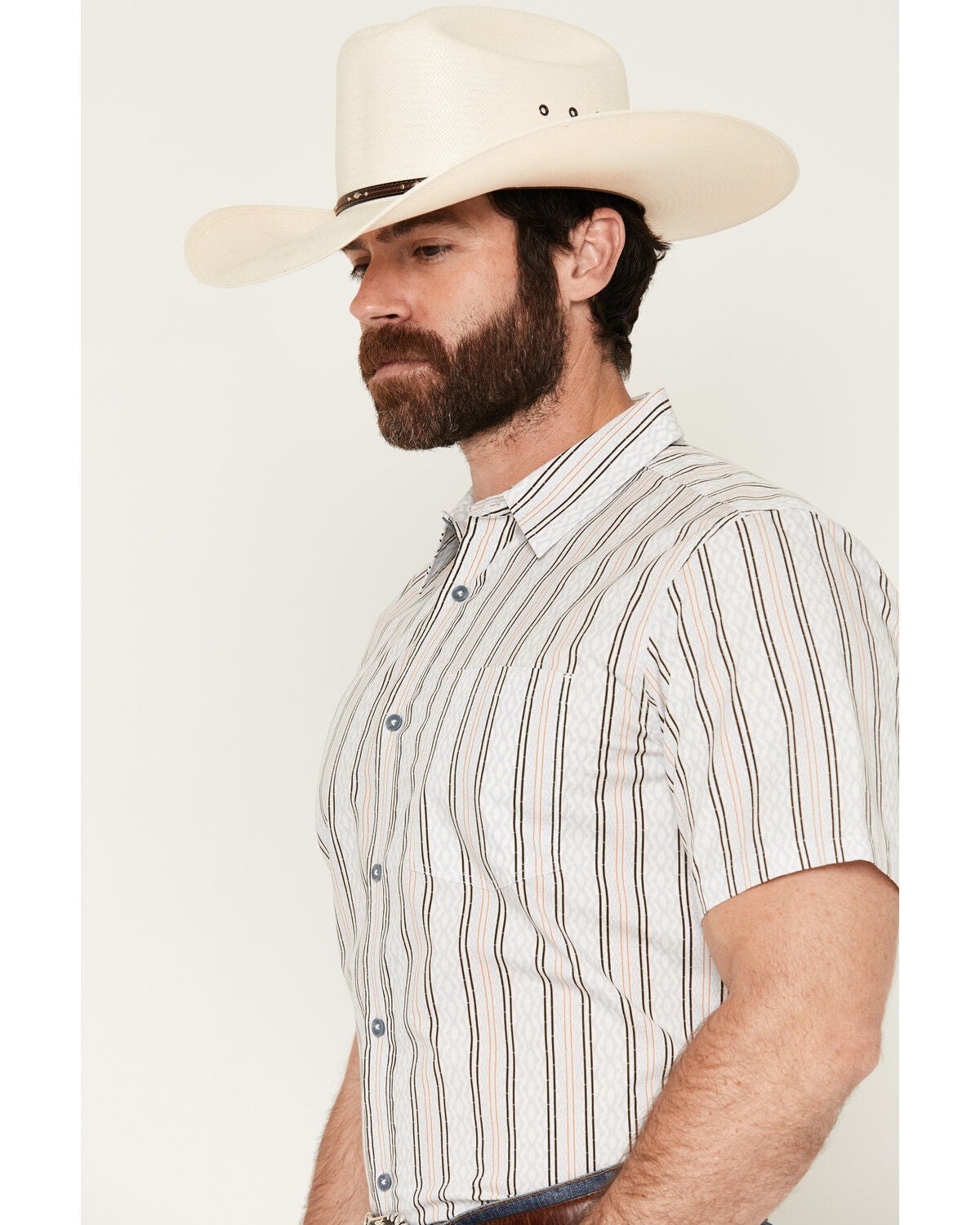 Image #2 - Gibson Trading Co Men's Walter White Geo Print Short Sleeve Button-Down Western Shirt, Light Blue, hi-res