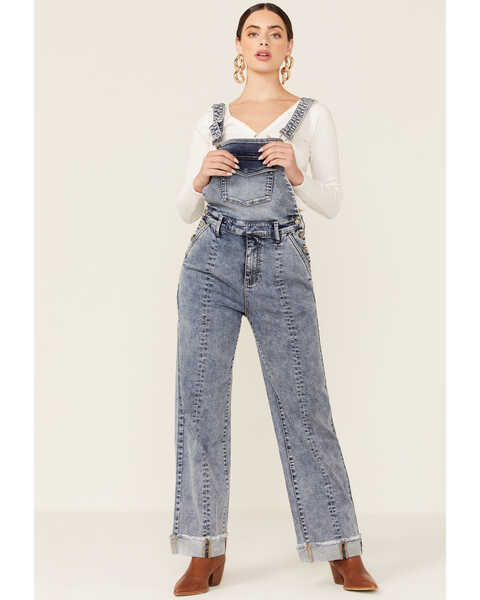 Image #1 - Billy T Women's Pitch Union Wide Leg Overalls, Blue, hi-res