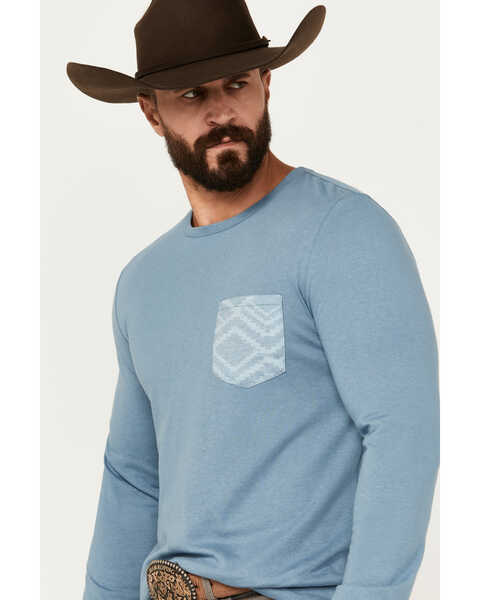 Image #2 - Rock & Roll Denim Men's Pocket Long Sleeve T-Shirt, Steel Blue, hi-res