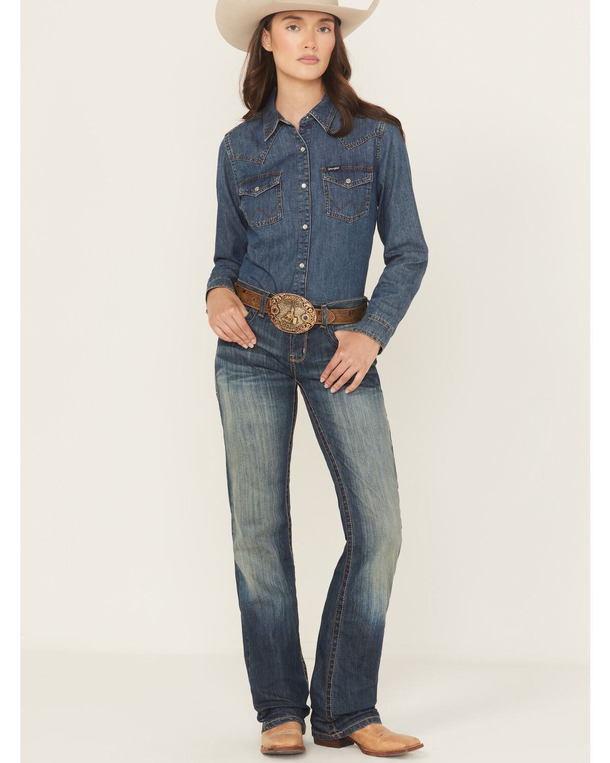 Image #1 - Cinch Women's Ada Mid Rise Bootcut Relaxed Fit Stretch Denim Jeans, Indigo, hi-res