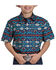 Image #1 - Roper Boys' Southwestern Striped Short Sleeve Snap Western Shirt, Blue, hi-res