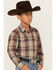 Image #2 - Roper Boys' Amarillo Plaid Print Long Sleeve Pearl Snap Western Shirt, Grey, hi-res