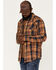 Image #1 - Cody James Men's Wood Chuck Large Plaid Print Snap Western Flannel Shirt , Brown, hi-res
