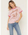 Image #4 - Idyllwind Women's Armadillo Short Sleeve Graphic Ringer Tee, Dark Pink, hi-res