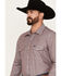 Wrangler Men's Chambray Long Sleeve Snap Western Work Shirt, Burgundy, hi-res
