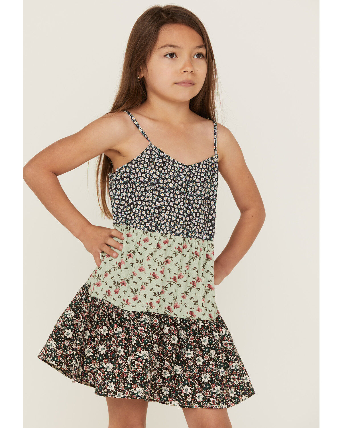 Image #1 - Hayden Girls' Floral Swing Tiered Dress, , hi-res