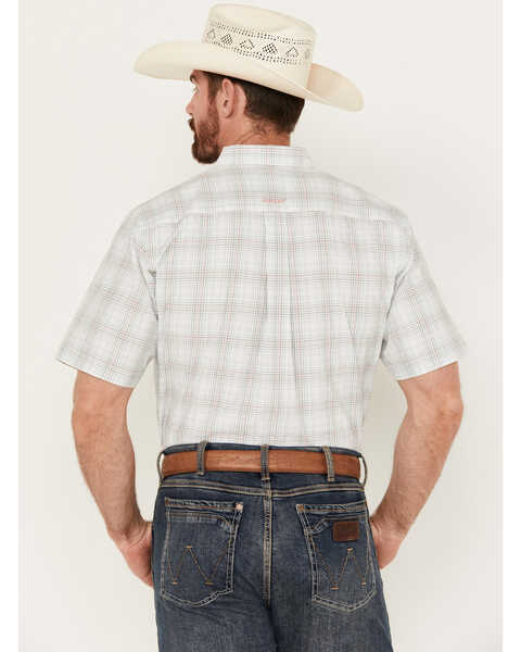 Image #4 - Ariat Men's Alec Plaid Print Classic Fit Short Sleeve Button-Down Western Shirt, White, hi-res