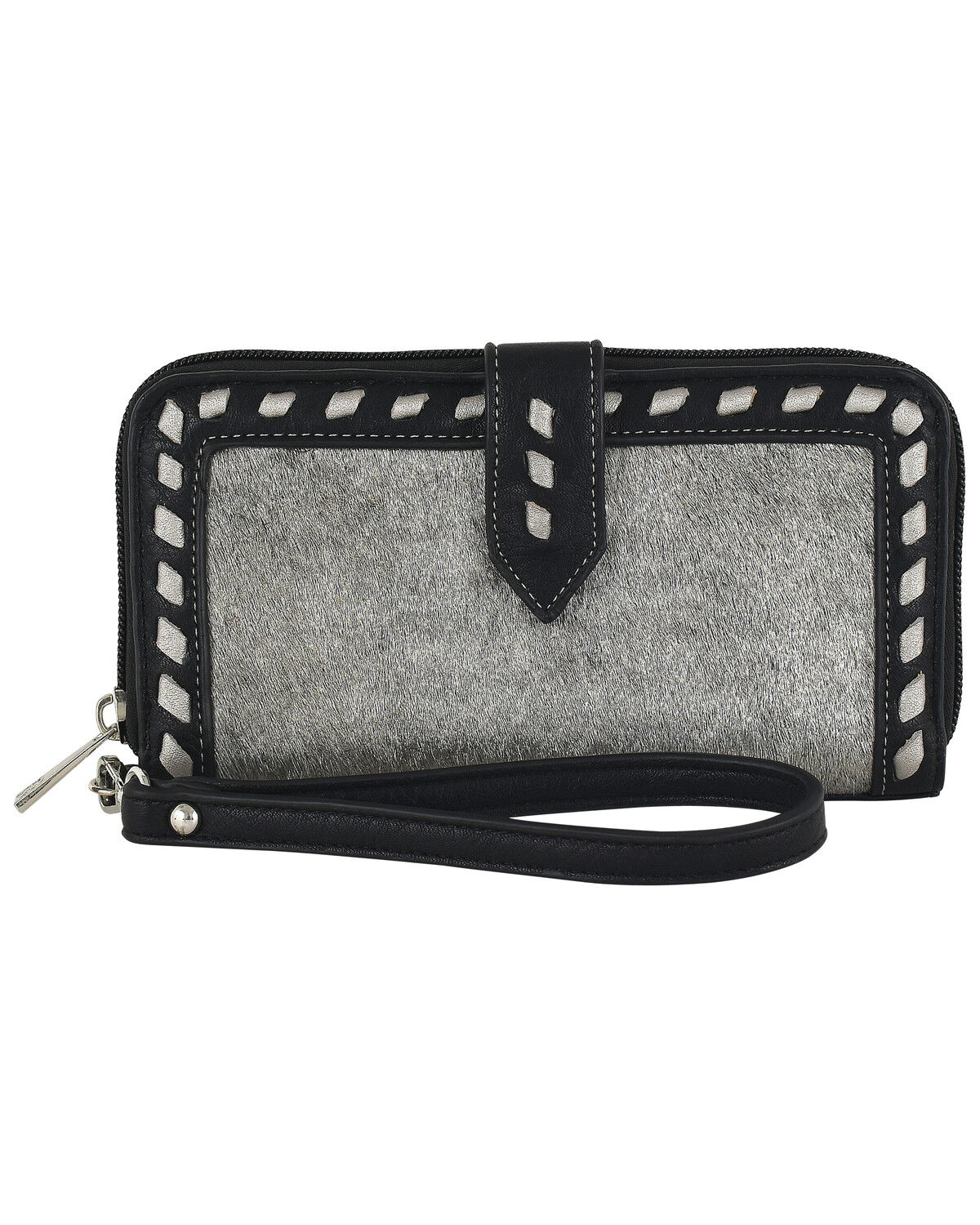 Image #1 - Catchfly Women's Genuine Hair-On-Hide Wristlet Wallet, Black, hi-res