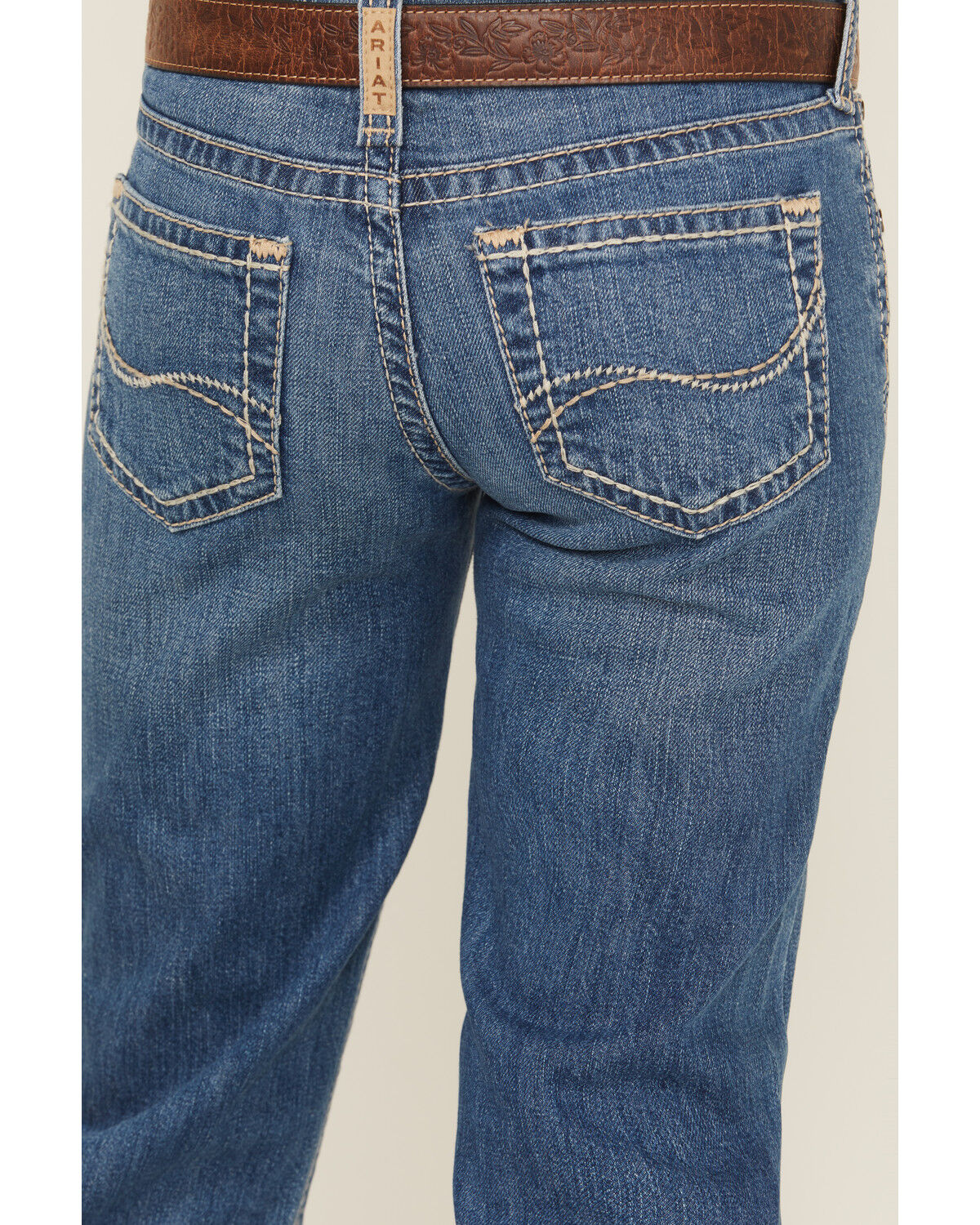 Image #3 - Ariat Girls' Medium Wash Bootcut Stretch Denim Jeans, Medium Wash, hi-res