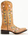 Image #3 - Corral Girls' Floral Embroidered Blacklight Western Boots - Square Toe , Honey, hi-res