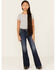 Image #3 - Miss Me Girls' Medium Wash Wing Pocket Bootcut Stretch Denim Jeans, Blue, hi-res