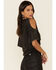 Image #4 - White Crow Women's Night Rainbow Dolly Quote Cold Shoulder Top, Black, hi-res