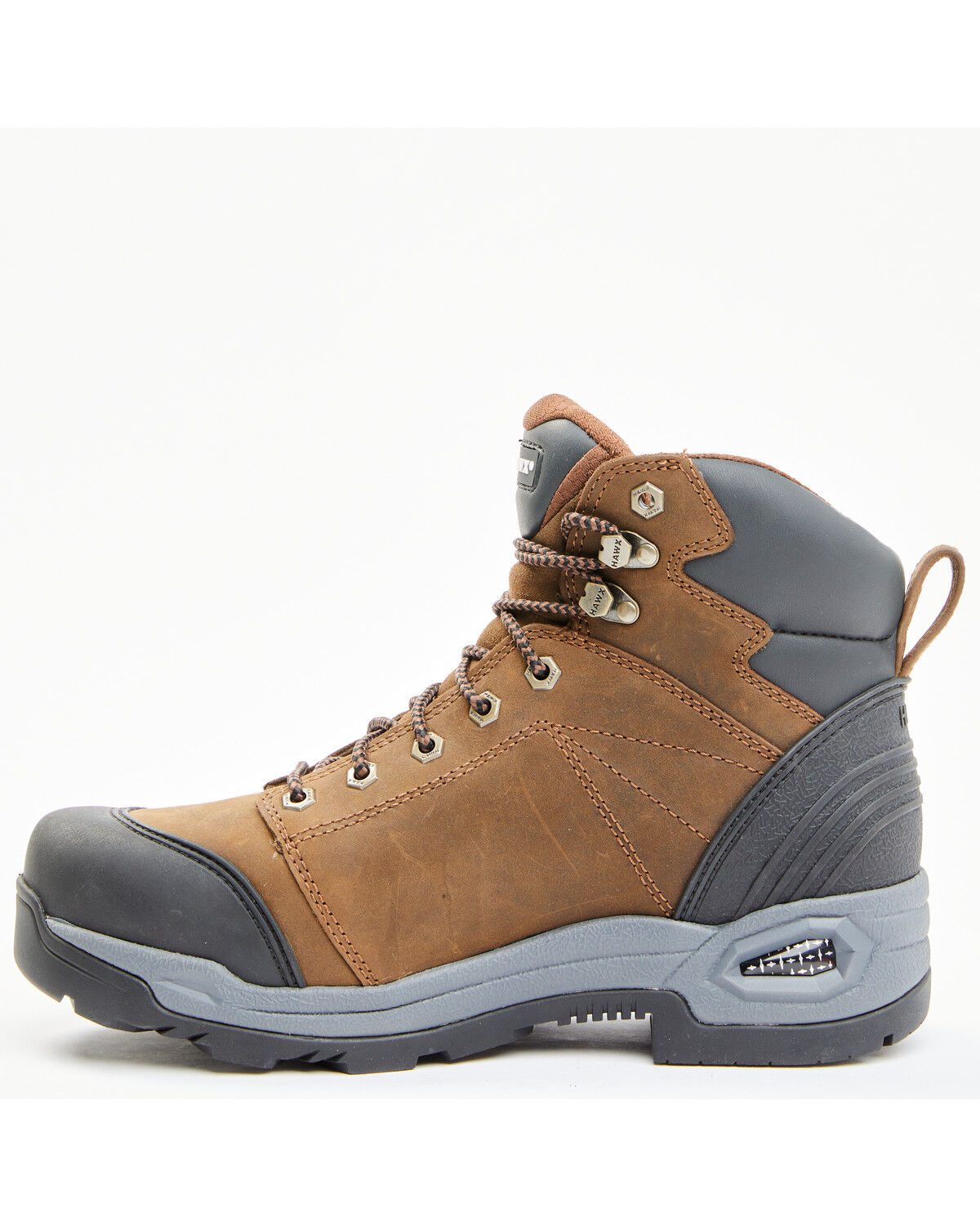 Image #3 - Hawx Men's Lace To Toe Crazy Horse Waterproof Work Boots - Soft Toe, Brown, hi-res