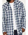 Image #3 - Moonshine Spirit Men's Propane Plaid Print Snap Western Flannel Shirt , Navy, hi-res