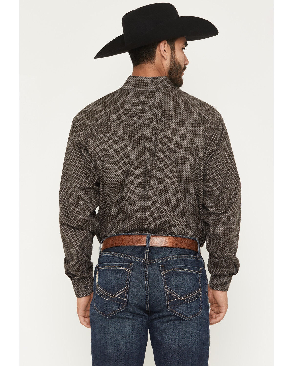 Image #4 - Cinch Men's Micro Geo Print Long Sleeve Button-Down Stretch Western Shirt, Brown, hi-res