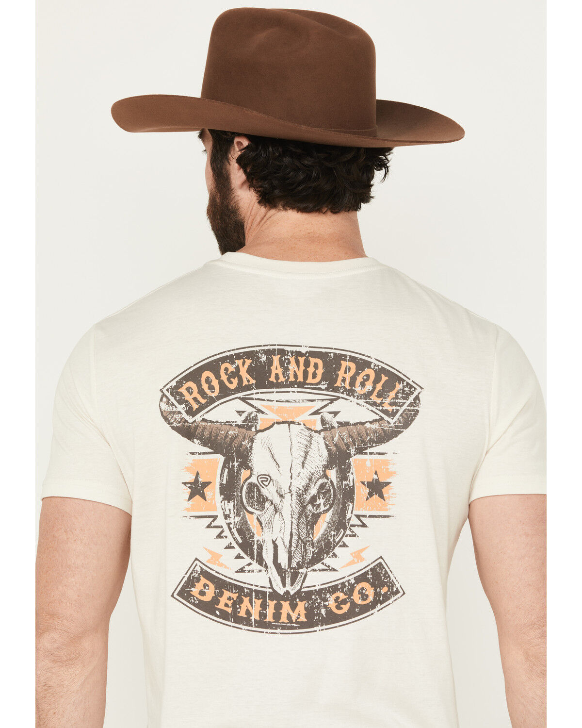 Image #4 - Rock & Roll Denim Men's Longhorn Skull Short Sleeve Graphic T-Shirt, Natural, hi-res
