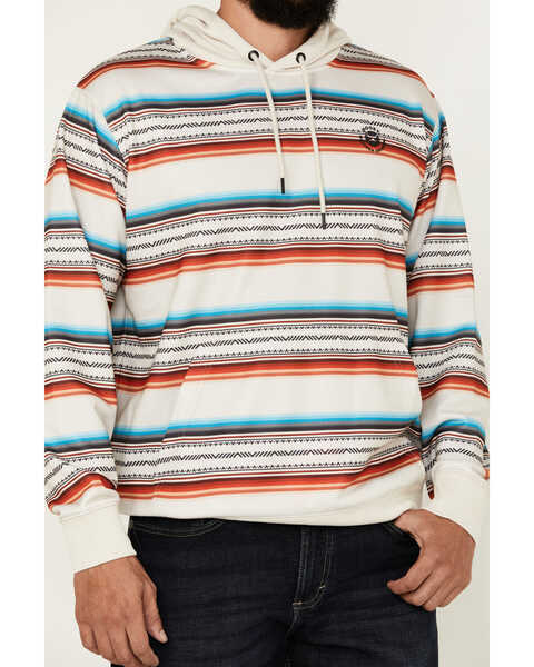 Image #3 - Hooey Men's Mesa Serape Striped Hooded Sweatshirt , Cream, hi-res