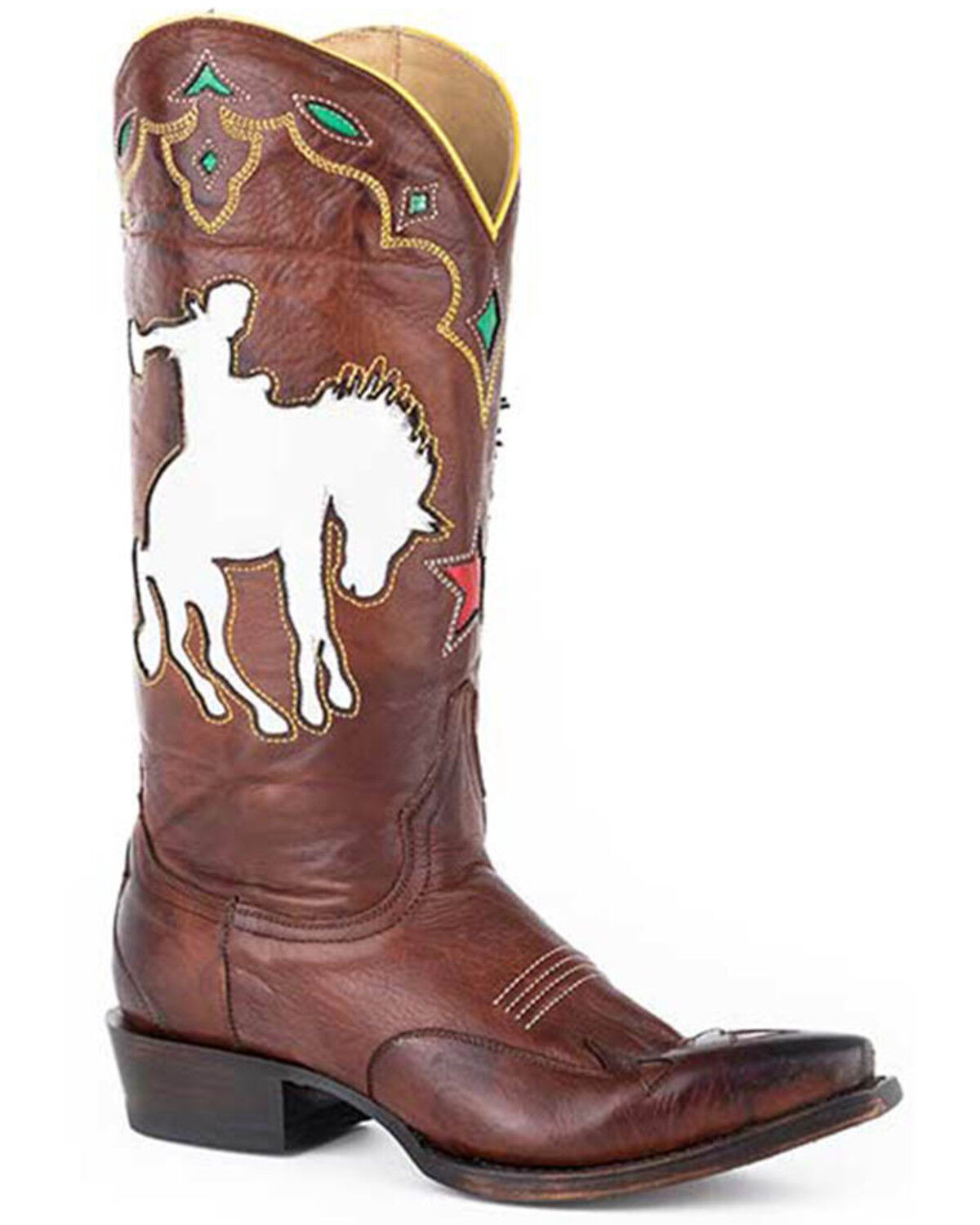 Image #1 - Stetson Women's Remi Inlay Western Boots - Snip Toe, Brown, hi-res