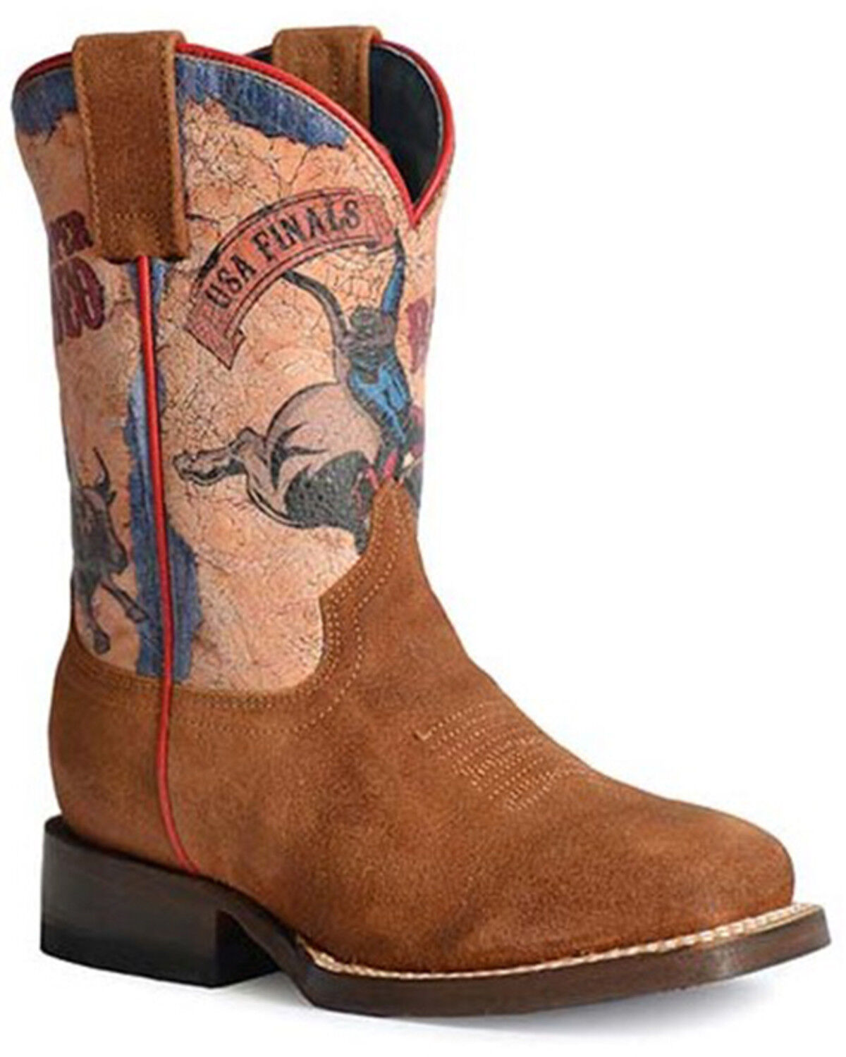 Image #1 - Roper Boys' Rodeo Finals Western Boots - Broad Square Toe, Brown, hi-res
