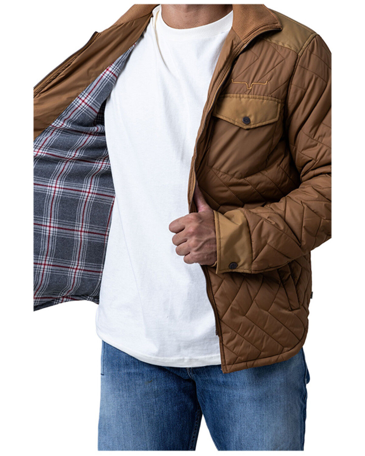 Image #3 - Kimes Ranch Men's Skink Quilted Zip-Up Jacket, Camel, hi-res