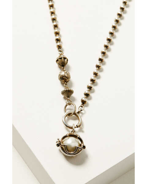 Image #3 - Erin Knight Designs Women's Vintage Sterling Plated Ball Chain with Vintage Caged Pendant , Gold, hi-res