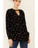 Shyanne Women's Floral Print Long Sleeve Peasant Tunic , Black, hi-res