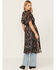 Image #4 - Angie Women's Floral Bird Print Ruffle Kimono , Black, hi-res