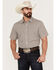 Image #1 - Gibson Men's Geo Print Short Sleeve Button-Down Western Shirt, Taupe, hi-res