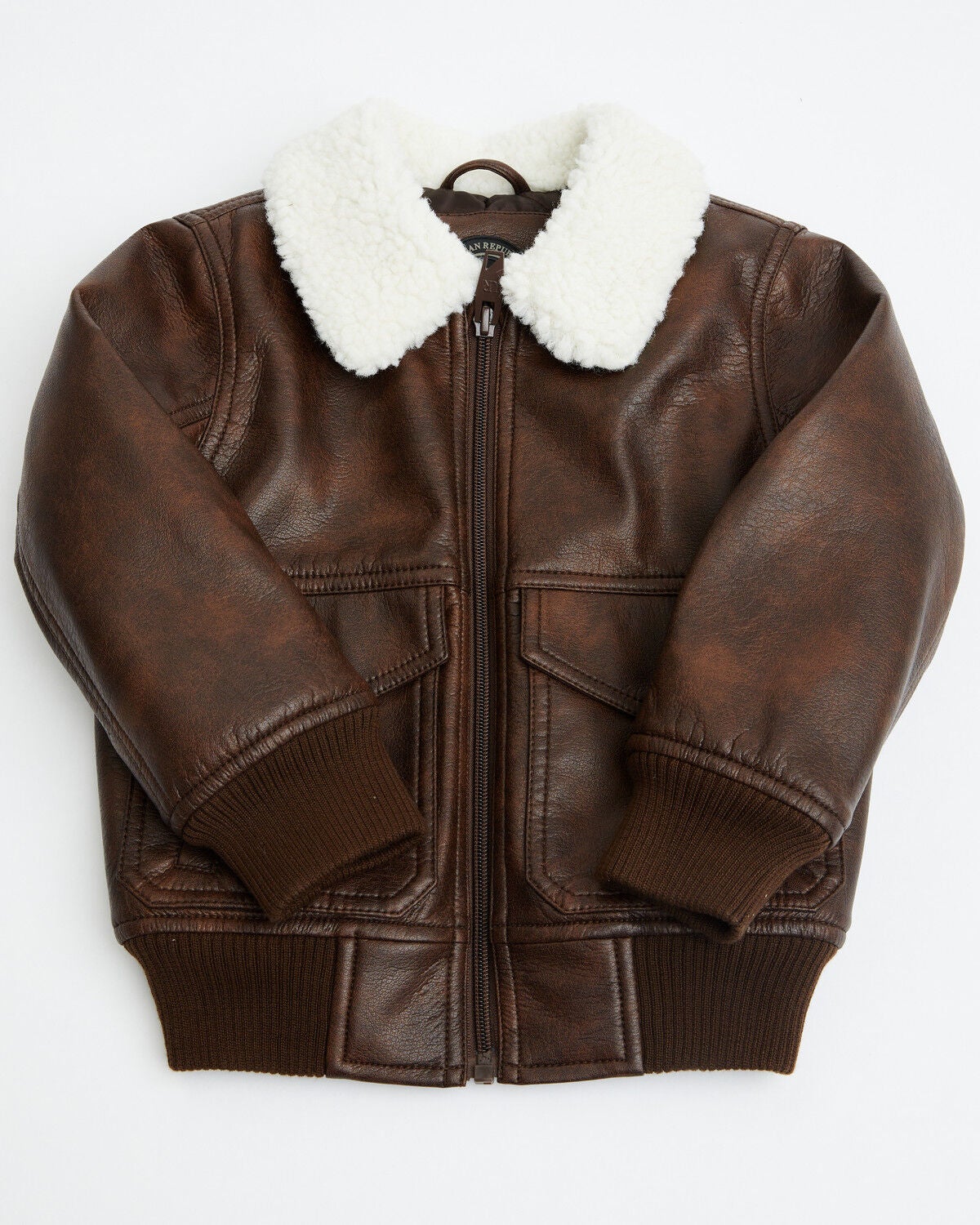 Image #1 - Urban Republic Toddler Boys' Faux Leather Aviator Jacket, Dark Brown, hi-res