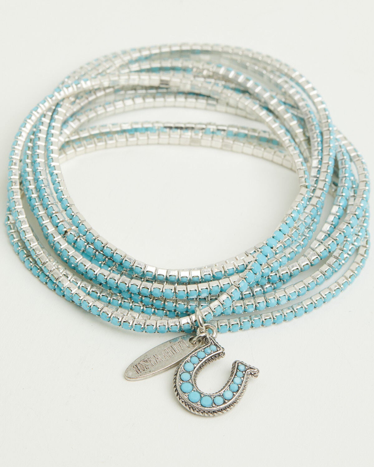Lainey Wilson Women's Horseshoe Stretch Bracelet, Turquoise, hi-res