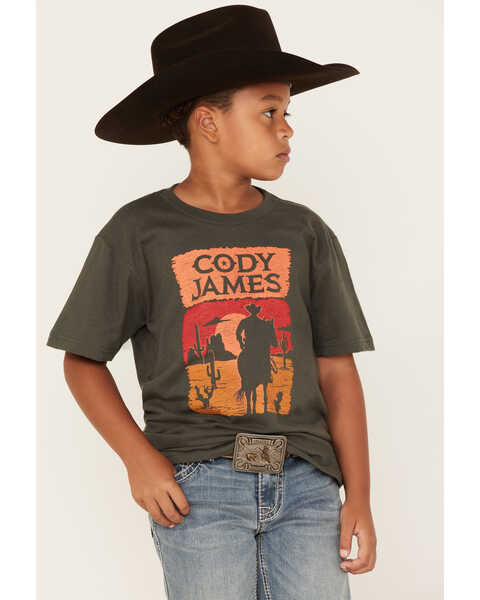 Cody James Boys' Sunset Desert Silhouette Graphic T-Shirt, Charcoal, hi-res