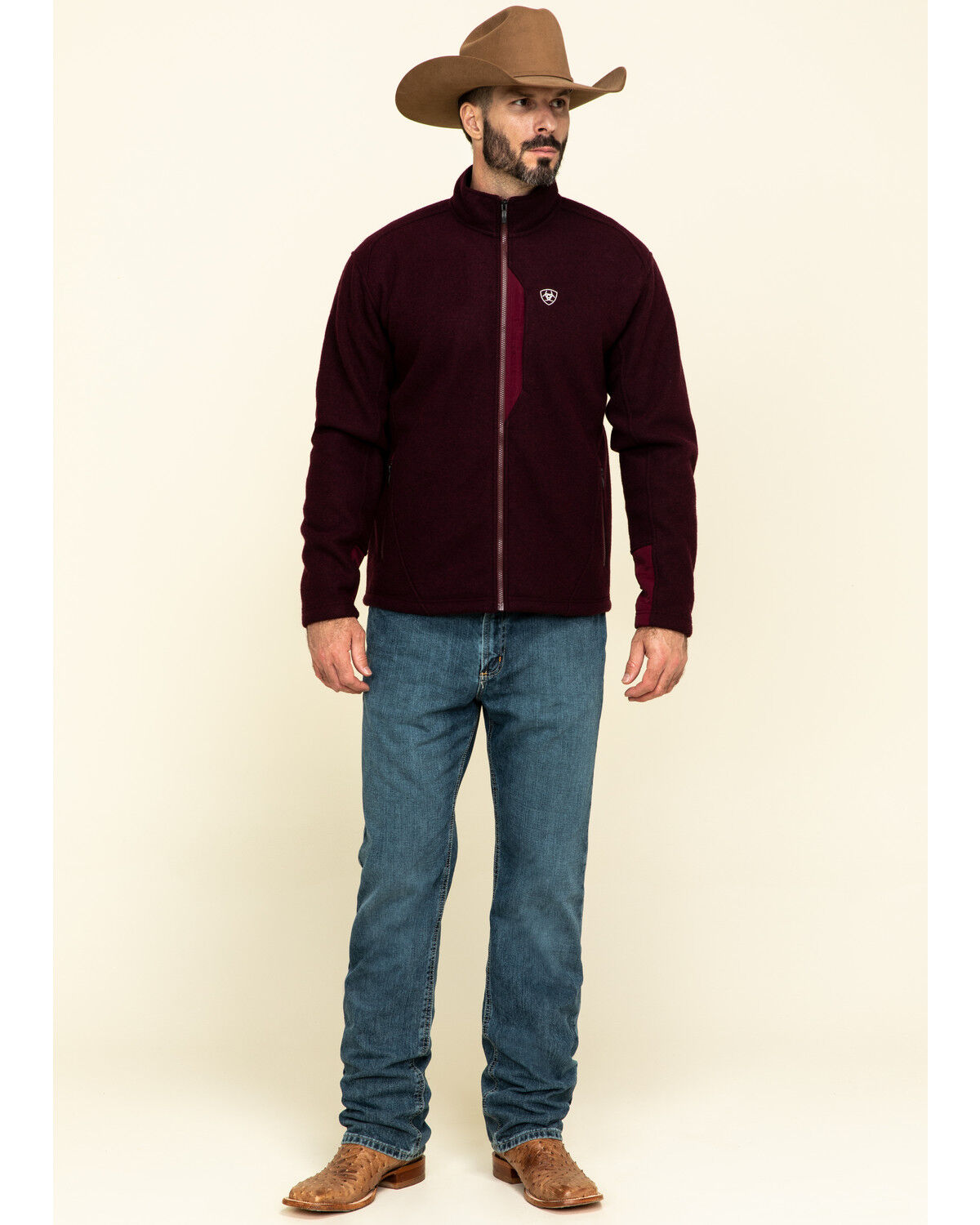 Image #6 - Ariat Men's Malbec Heather Bowdrie Bonded Full Zip Front Jacket, Wine, hi-res