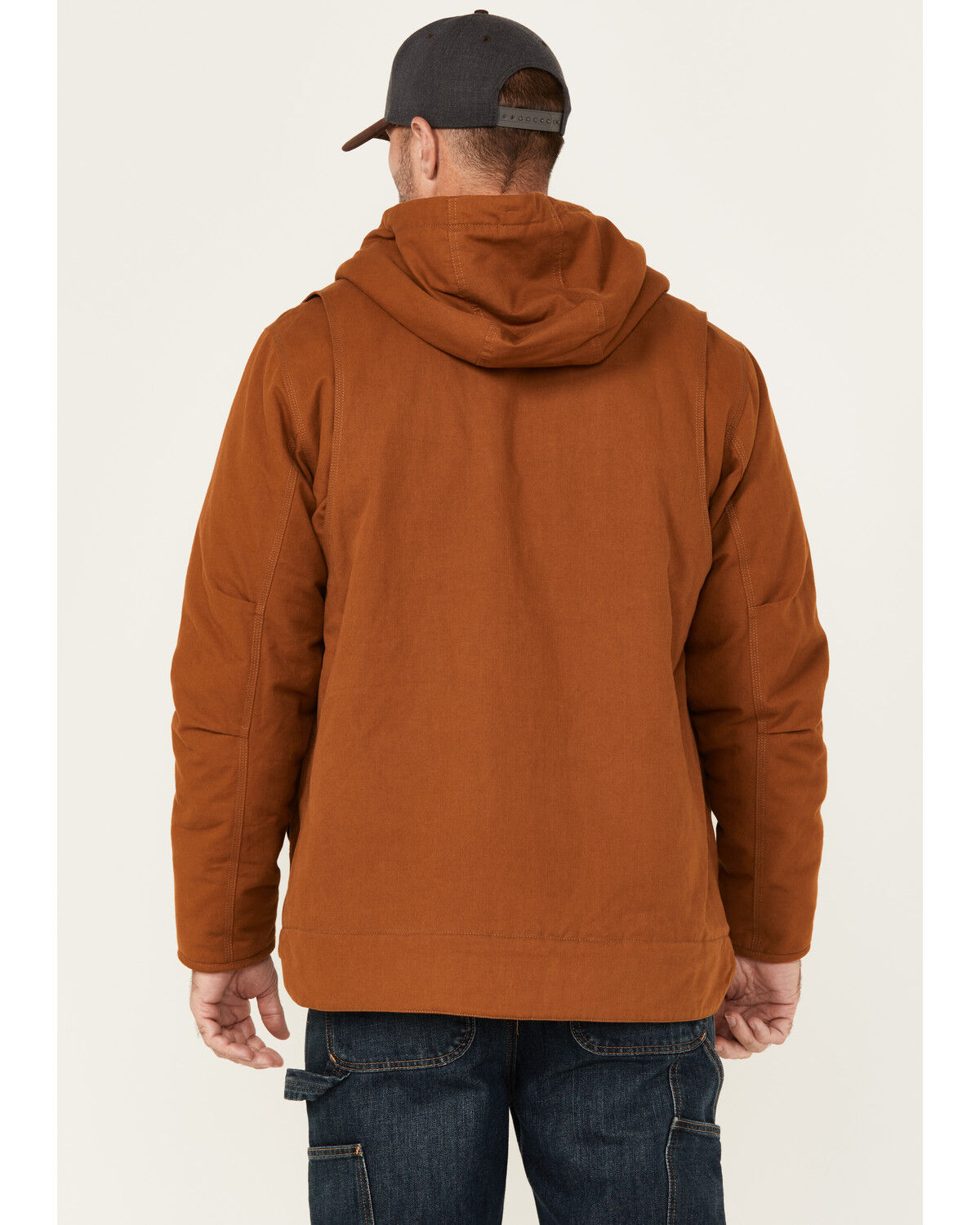 Image #4 - Lucky Brand Workwear Men's Chore Sherpa Lined Insulated Canvas Hooded Jacket, Brown, hi-res
