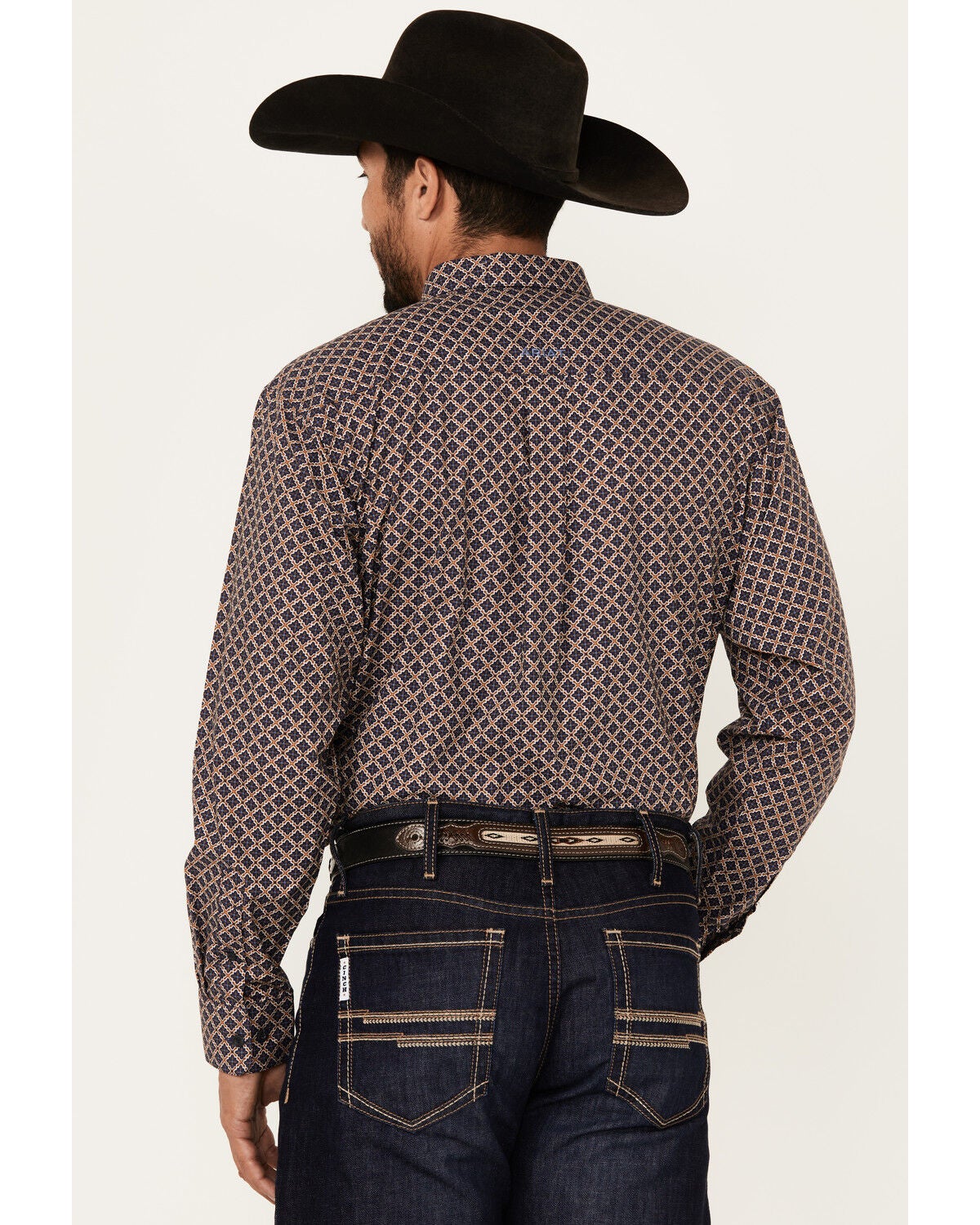 Image #4 - Ariat Men's Crawford Medallion Print Long Sleeve Button-Down Western Shirt, Navy, hi-res